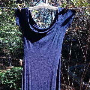 GLAMOUR GIRL Little Navy Blue Dress Size S Body Con Cowl Neck Stretch Cap Sleeve